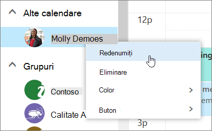 Captură de ecran a meniului contextual Alte calendare.