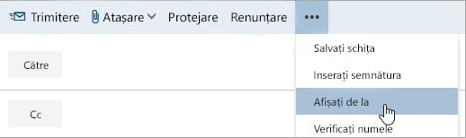 Captură de ecran cu opțiunea Afișare De la