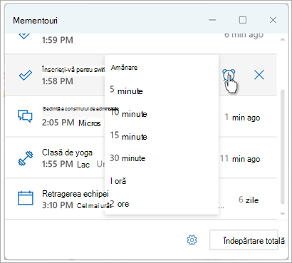 Setarea mementourilor în Outlook captura de ecran opt