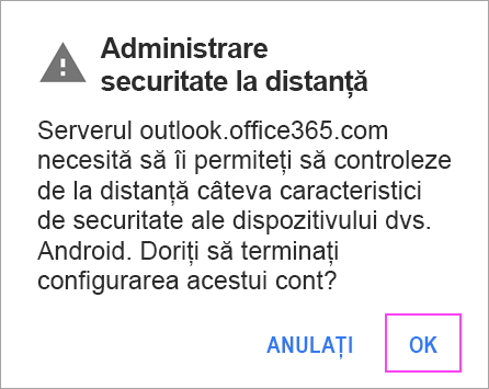 Faceți clic pe OK pe orice solicitări pe care este posibil să le primiți.