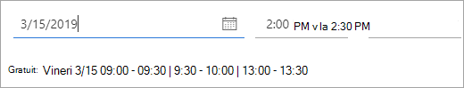 Captură de ecran cu momentele când este disponibil un invitat la întâlnire