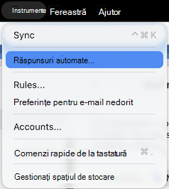 Tools menu Automatic Replies