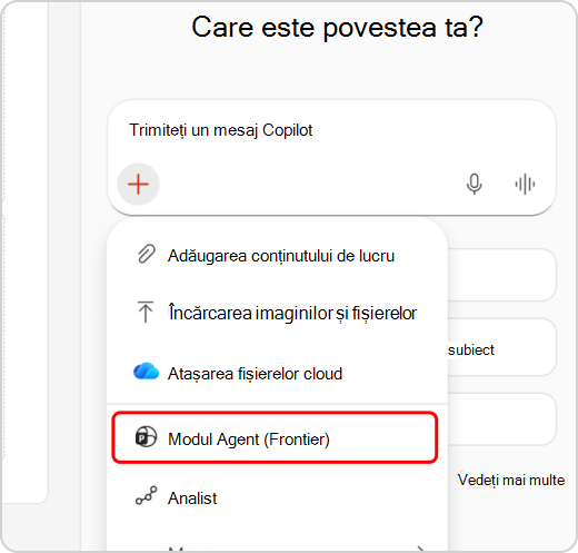 Modul agent evidențiat în meniul vertical
