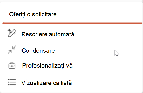 Captură de ecran a pictogramei creion cu rescriere automată.