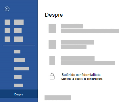 Captură de ecran afișând opțiunea Setări de confidențialitate în modul de editare