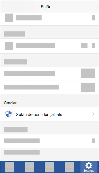 Captură de ecran afișând opțiunea Setări de confidențialitate pe iOS