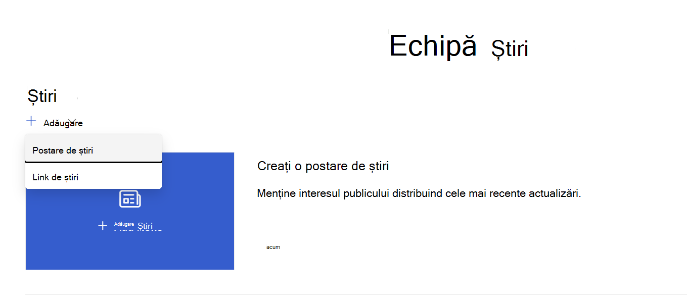 Adăugarea unei pagini din partea web Știri
