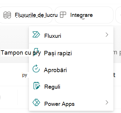Captură de ecran care afișează meniul vertical cu opțiunea Configurare aprobări.