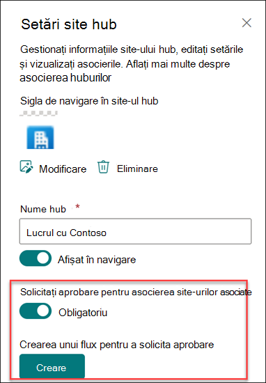 Captură de ecran cu crearea fluxului de aprobare