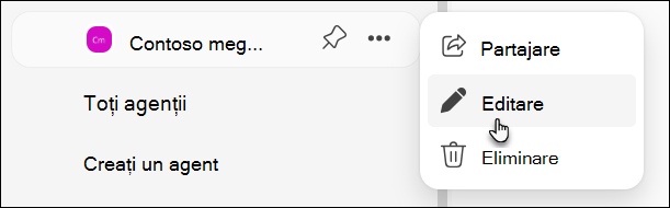Captură de ecran a agentului de editare în BizChat
