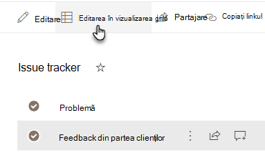 Editarea în vizualizarea grilă