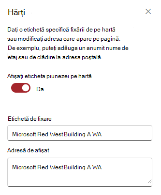 Editați eticheta fixării și adresa