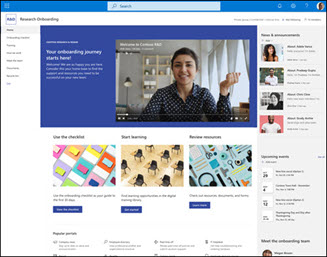 Previzualizare a șablonului de site SharePoint pentru echipa de înscriere a angajaților.