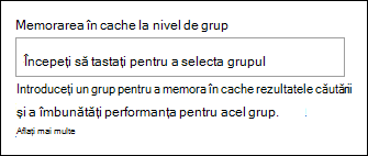 Previzualizarea opțiunii Activați memoria cache pentru grup.