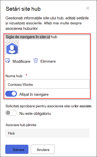 Screenshot of HubSite Nav logo name