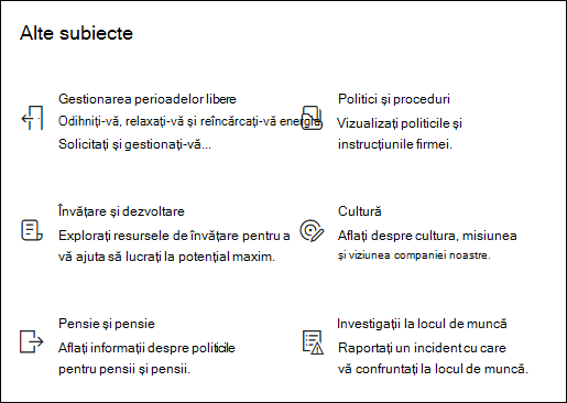 Previzualizarea părții web Linkuri rapide.