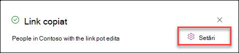 captură de ecran cu setările de link pentru elementele de listă