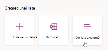 Creați din lista existentă