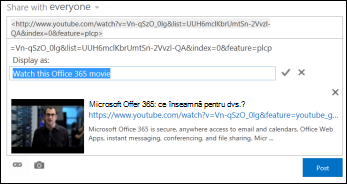 Videoclip YouTube formatat cu text de afișare