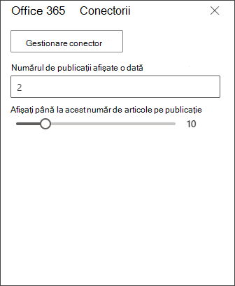 Captură de ecran a panoului de editare a conectorului Office 365