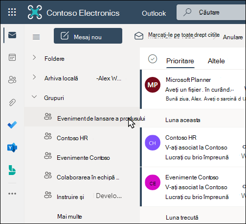Grupuri Microsoft 365 în Outlook
