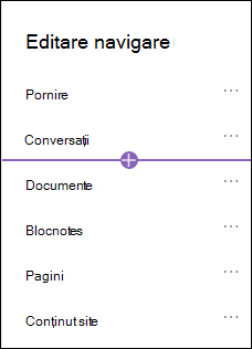 Adăugare fereastră de navigare cu opțiunea pentru link selectată.