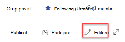 Previzualizarea butonului de editare a paginii SharePoint