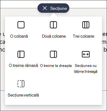 Lista tipurilor de secțiuni