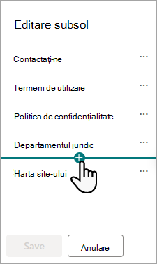 Caseta de dialog Editare subsol.