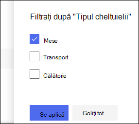 Panoul Filtru listă SharePoint Online