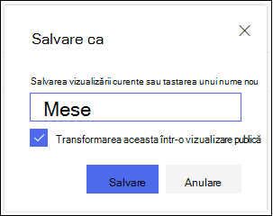 Vizualizare listă SharePoint Online Save View Dialog
