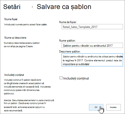 Pagina Salvare ca șablon