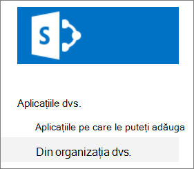 Bara Lansare rapidă cu opțiunea Din organizația dvs. evidențiată