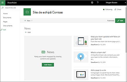 Subsite de echipă modern