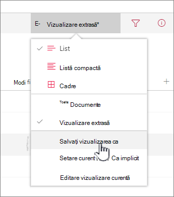 Faceți clic pe Salvare ca pentru a salva vizualizarea actualizată sau nouă