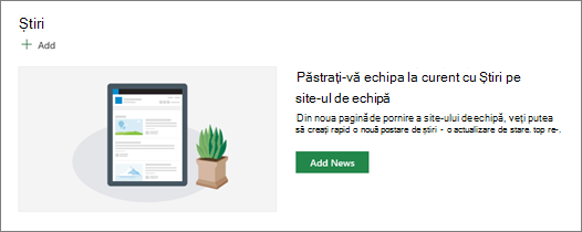 Butonul Adăugare știri