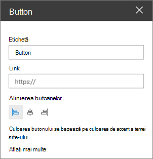 Buton panoul de proprietăți parte web
