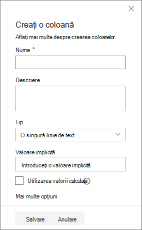 Panoul Creare coloană