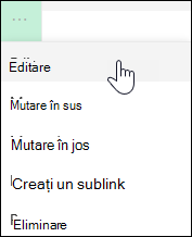Editarea unui link în meniul din stânga