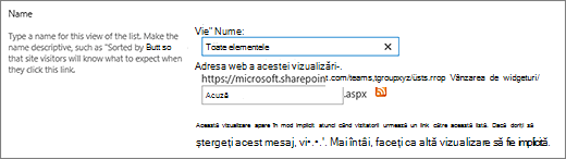 Setați un nume și, opțional, un nume de fișier pentru vizualizare