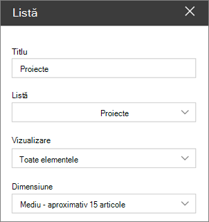 List web part settings