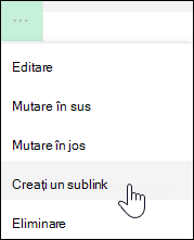 Transformarea unui link în sublink în meniul din stânga