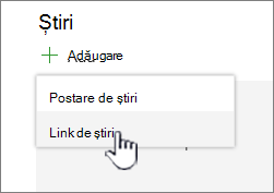 Adăugarea unui link Știri dintr-o parte web Știri