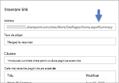 Exemplu de link cu marcaj în document