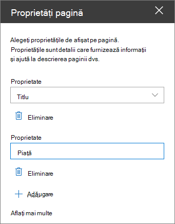 Page properties web part pane
