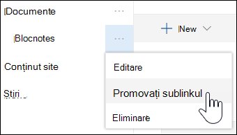 Promovarea unui sublink la link principal