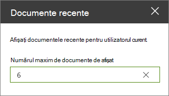 Property pane for Recent documents web part.