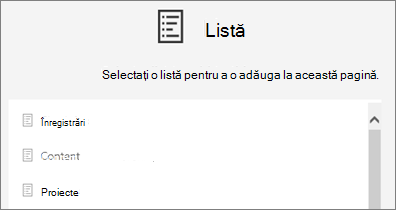 Selectați o listă