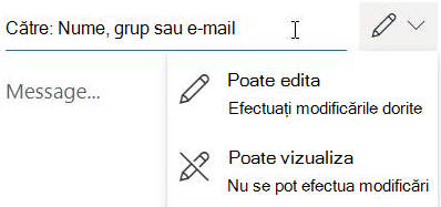 Selectați pictograma creion pentru a acorda destinatarilor permisiunea de editare sau doar în citire.