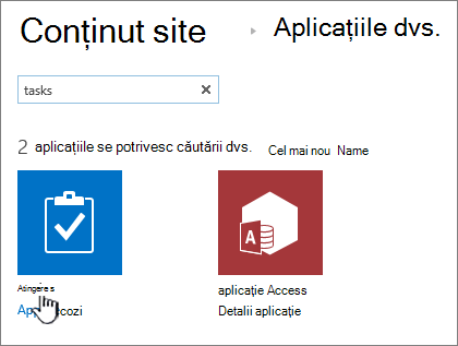 Tastați task în caseta de căutare și selectați activitatea